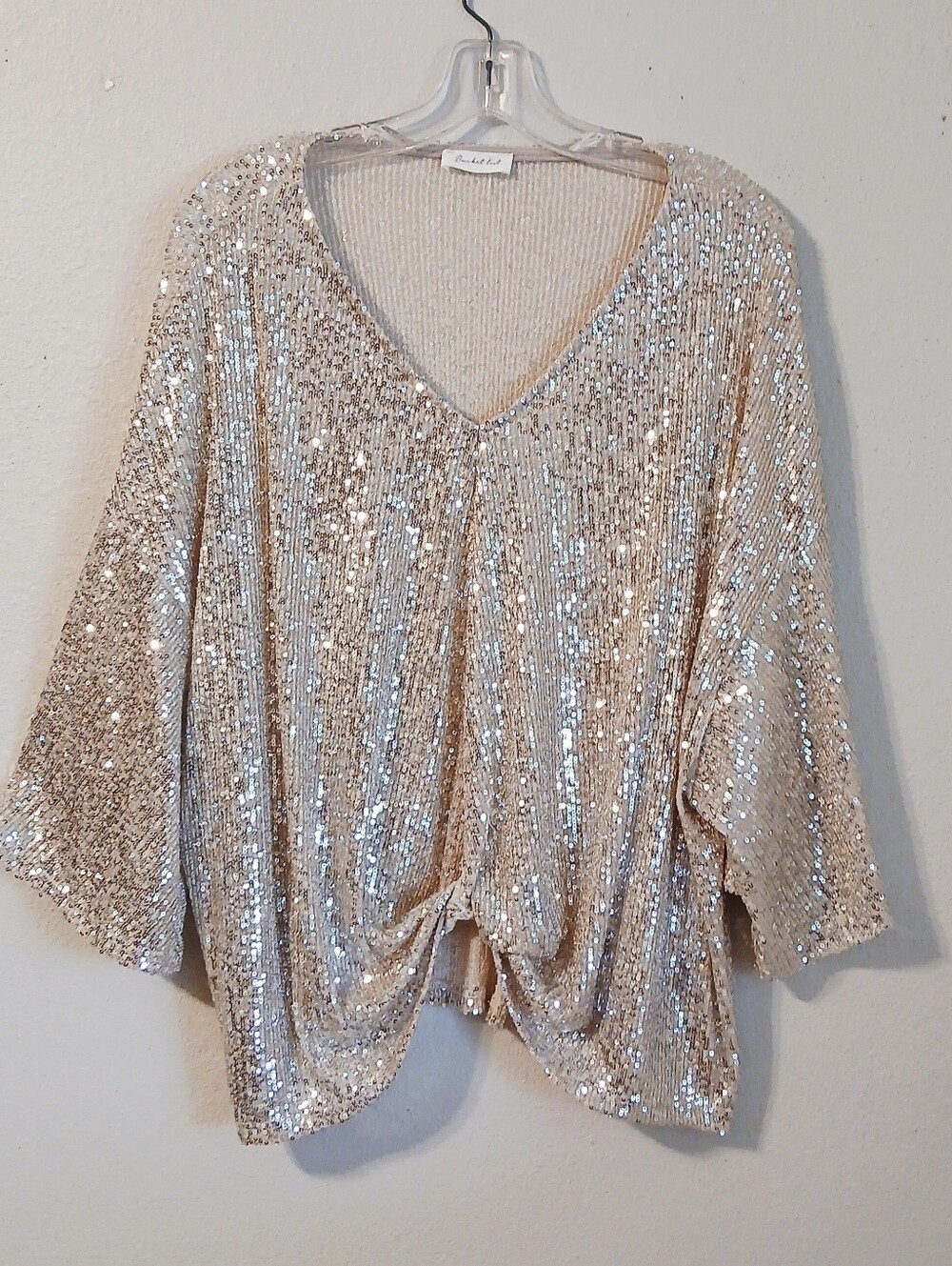 Bucket List Champagne Sequin Sequin Top Size Small